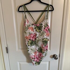 XXL Hurley Bayshore Pink Womens One Piece Bathing Suit Swimwear Floral NWT